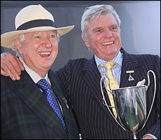 Des and Robin Scott with their sponsored floating trophy. Image: John Lewis